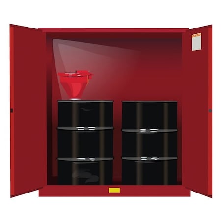 Justrite Hazardous Material Storage Cabinet, 110 gal, 1 Shelves, Steel, 59 in W x 65 in H x 34 in D, Red 899101